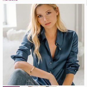 Ravella 100% Silk Milano Shirt Midnight Navy XXS